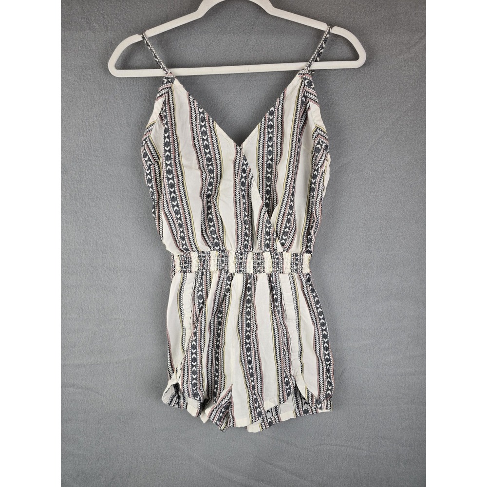 O'Neill Romper Womens Small White Geometric Tribal Print Boho Summer Beach